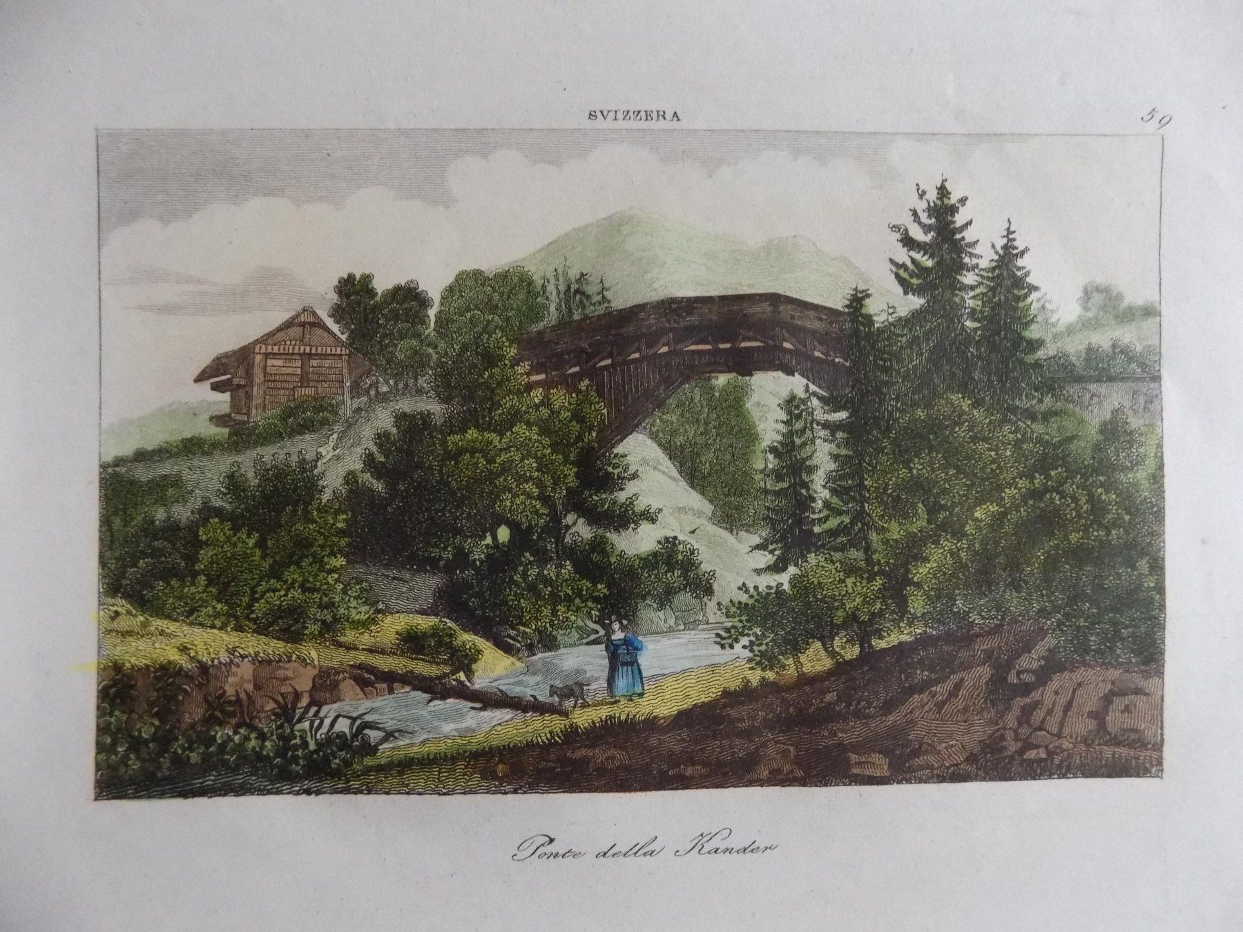 Incisioni: Kanderbrücke Kolorit um 1840 – Usato da Risch venduto da Antikfee 3