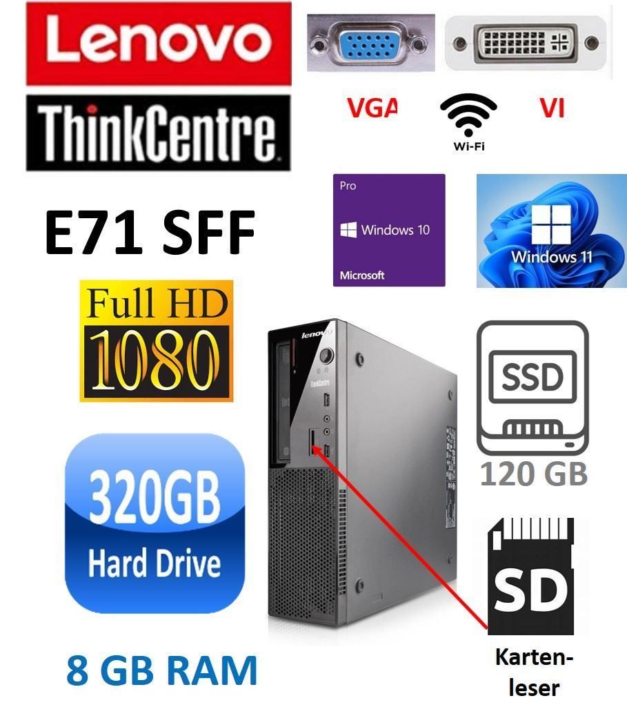 Lenovo PCs: PC Lenovo E71 intel core-i5 8GB 120GB SSD 320GB – Gebraucht aus Meggen von IT-Experte