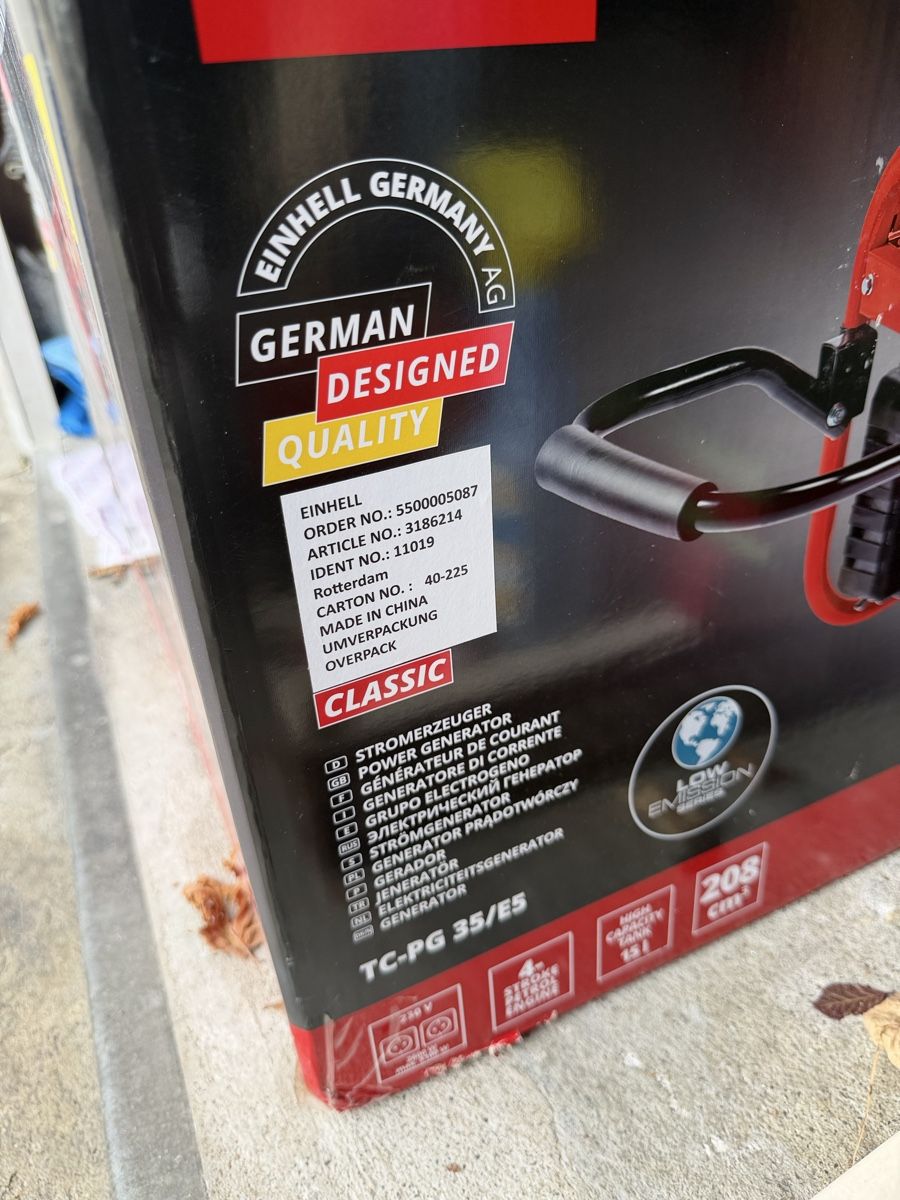 Einhell Generatori di corrente: Stromerzeuger Einhell TC-PG 35/ES  im Karton – Nuovo (secondo la descrizione) da Lyss venduto da nekoreh 3
