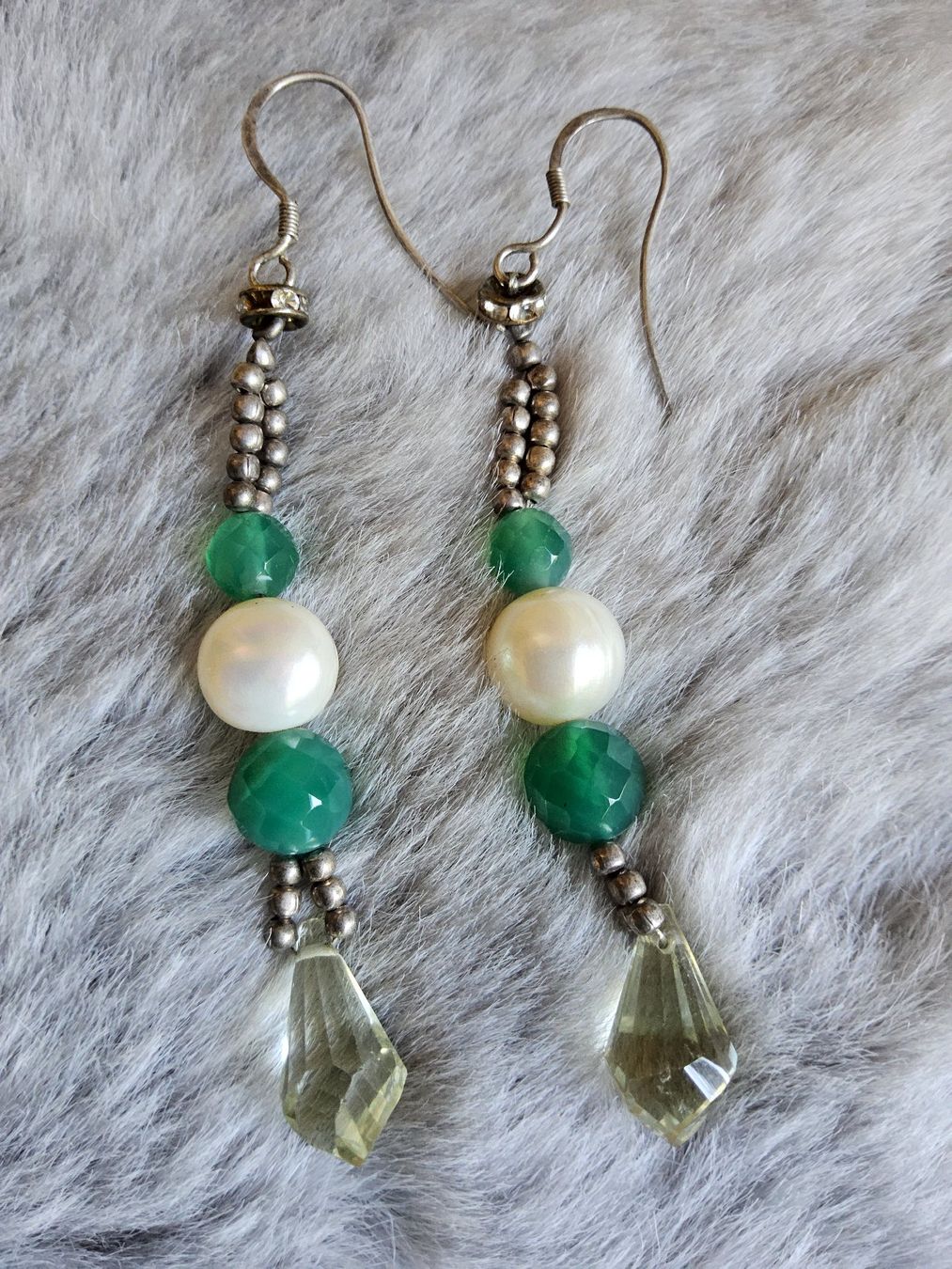 Orecchini pendenti & Orecchini a lobo: Vintage echte Perlen/Quarz Sterling Ohrhänger – Usato da Zürich venduto da SciTec