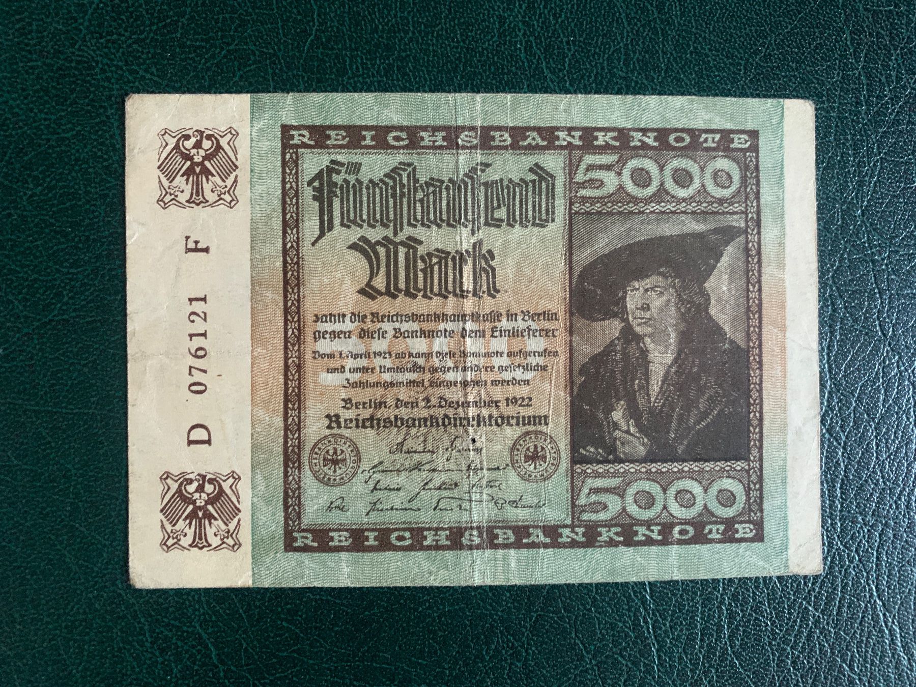 Banconote: DEUTSCHLAND - 5000 Mark 2. Dezember 1922 - SS/TTB – Usato da Le Lignon venduto da Trikles