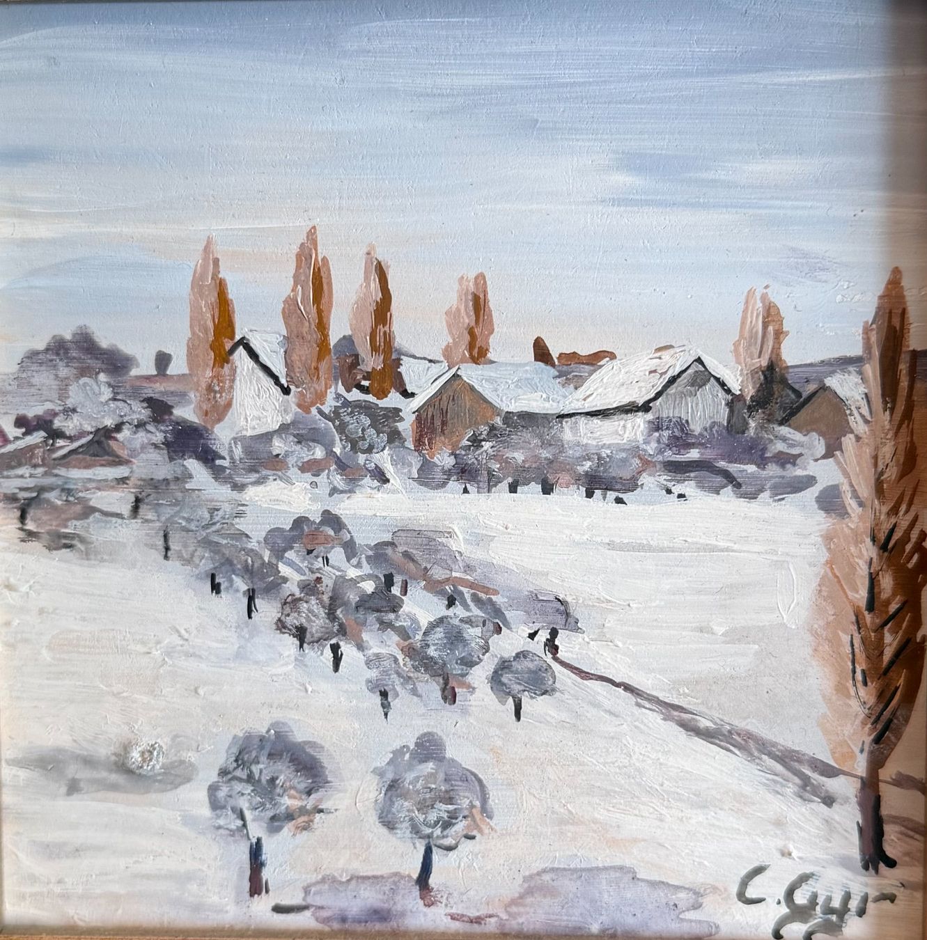 Dipinti: Winterliche Miniatur-Gemälde, 2er Set, gerahmt, Top! – Usato da Basel venduto da Kaffee_und_Kunst 3