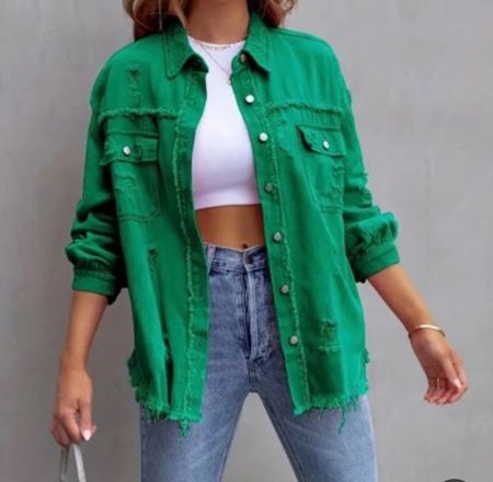 MUST HAVE - stilvolle/sportliche Jeansjacke, grün, L/XL