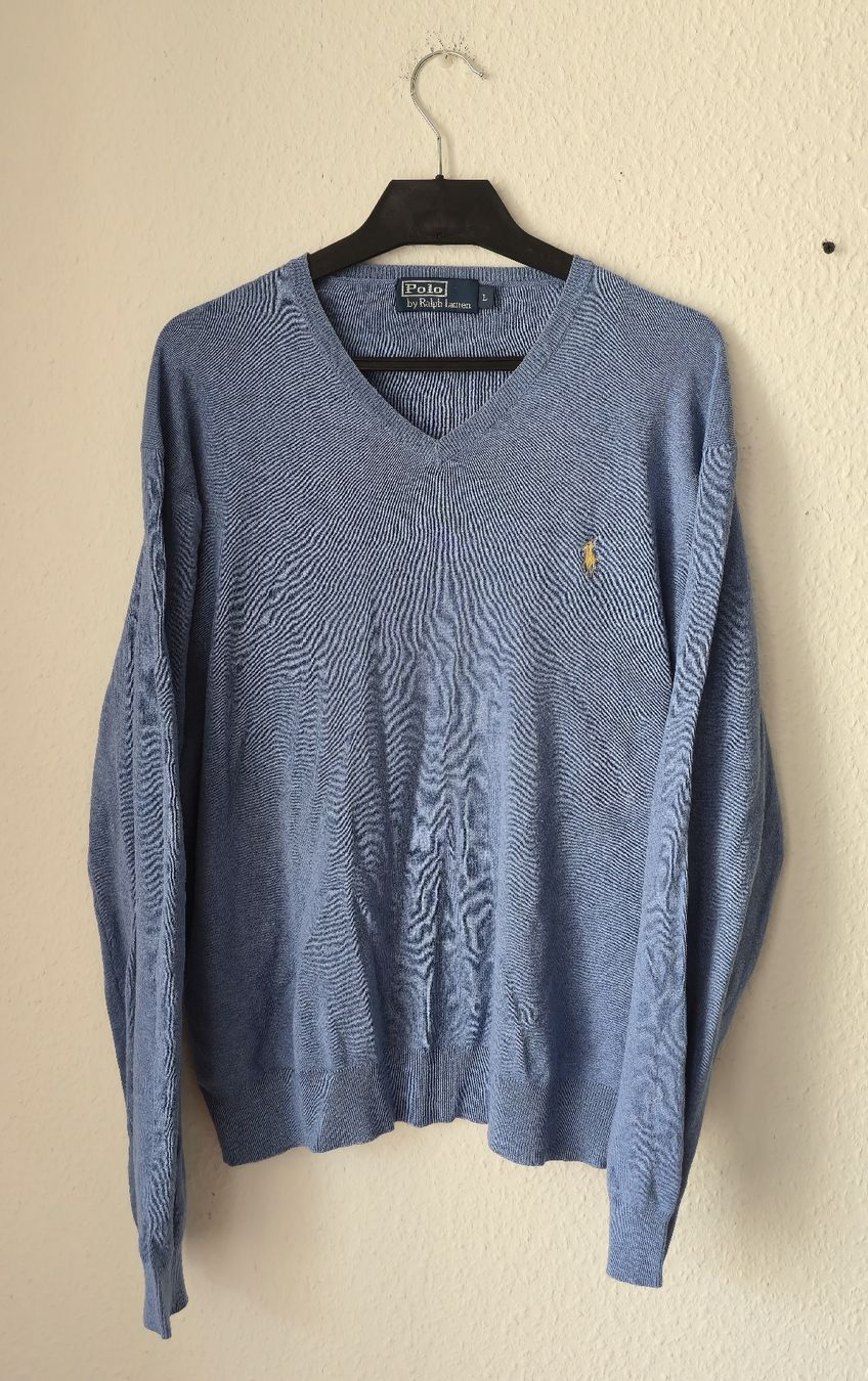 Ralph Lauren Maglioni & Felpe: Pull Ralph Lauren col V Bleu Ciel, Taille L – Usato da Genève venduto da MariaS2 1