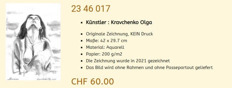 Dipinti: Liquidation !  Original Akt Gemälde,  23 46 017 – Nuovo (secondo la descrizione) da Hagenbuch ZH venduto da Art-Agency 1