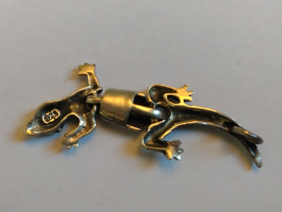 Ciondoli: Silber Gekko Eidechse Anhänger, 925 Sterling Fein Silber – Usato da Baden venduto da TellsKuchenhaus 4