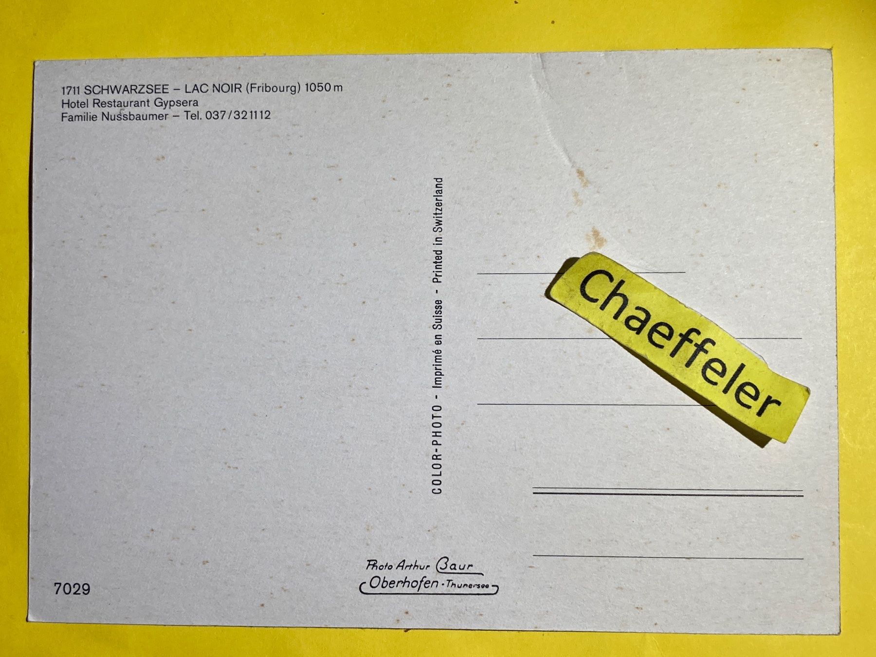 Ansichtskarten: Schwarzsee - Lac Noir / FR – Gebraucht aus Zürich von Chaeffeler 1