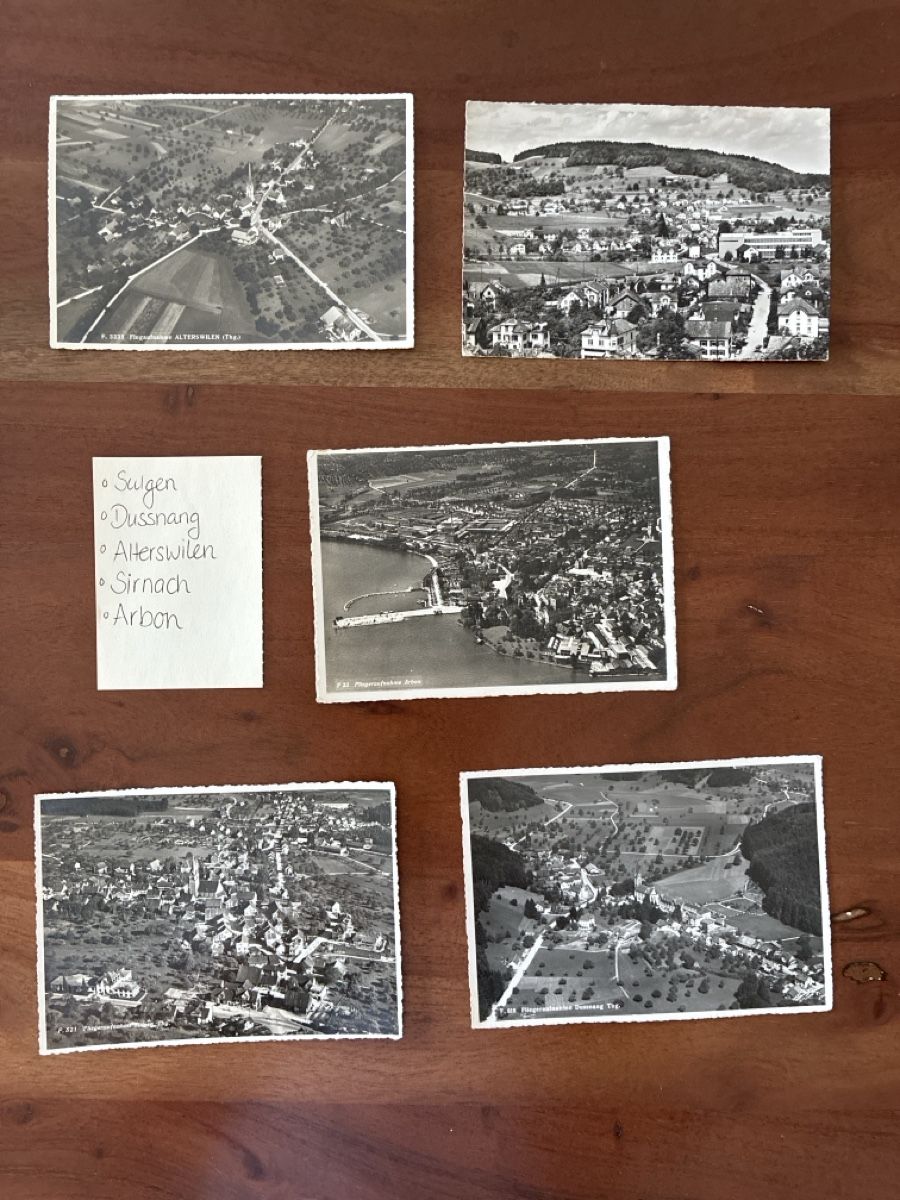 Cartoline postali: 5 Ansichtskarten Schweiz diverse von Kanton Thurgau  – Usato da Oftringen venduto da Cla.vD.74