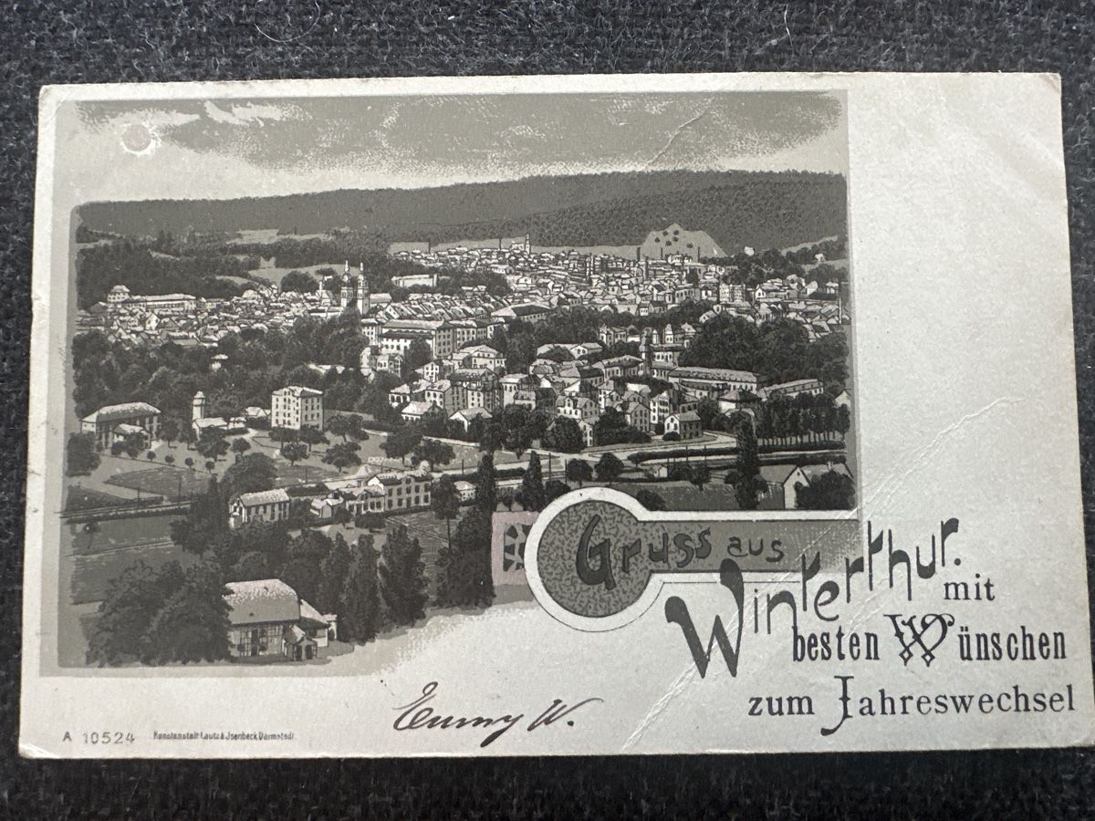 Cartoline postali: Gruß aus Winterthur 1903 – Usato da Wettingen venduto da OttoNeuerName