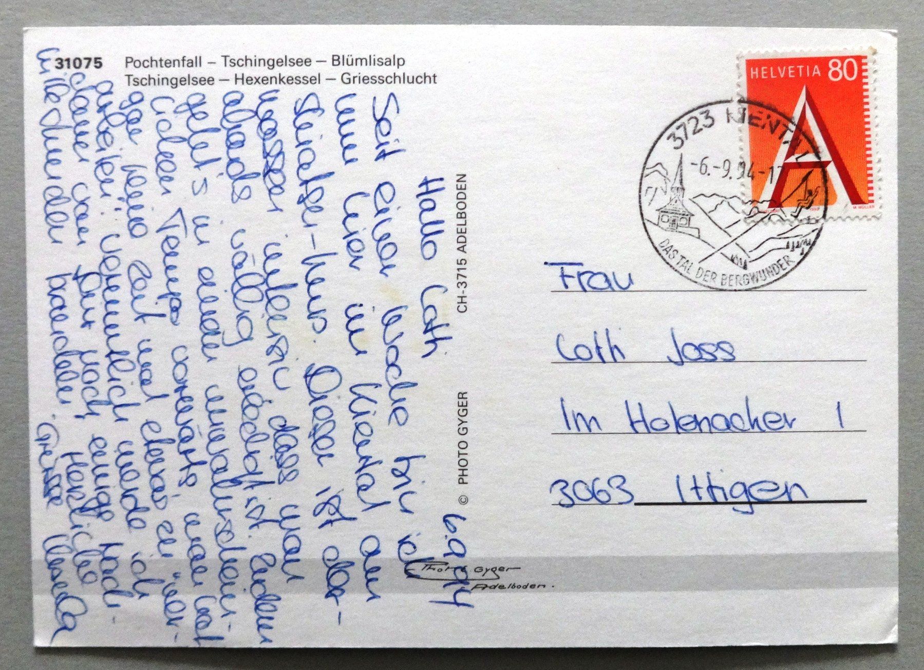 Cartes postales: Kiental - Gornern – D'occasion à Fétigny par Billy2miny 1