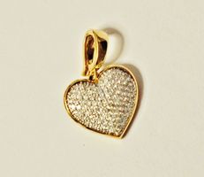 Herzanhänger in 750 Gelbgold voll mit Diamanten