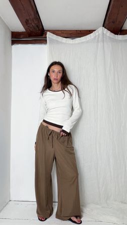 H&M Brown wide leg pants with drawstring waist