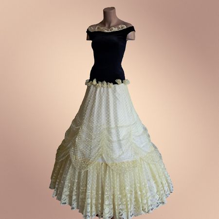 Prinzessinenkleid Theater gelb schwarz Kostüm Fasnacht