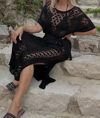 Zara Knit Kleid schwarz Grösse S gehäkelt lang