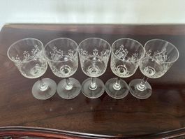 7 Antike Kristall Weingläser