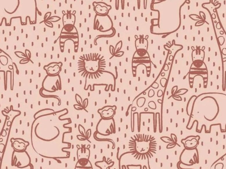 Tessuti: Baumwolljersey gemalte Safaritiere - Softpink – Nuovo e nell'imballaggio originale da Steg im Tösstal venduto da J.Kreisl