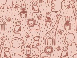 Baumwolljersey gemalte Safaritiere - Softpink