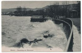 Zürich, Brandung am Alpenquai, gelaufen 1910 Einschreiben