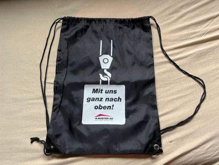 Turnbeutel schwarz mit Logo A.Kuster AG neuwertig