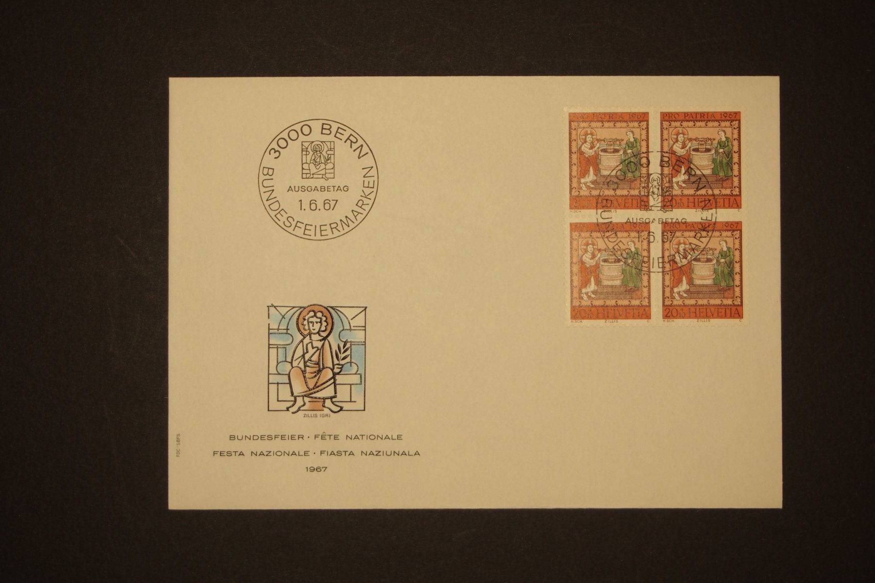Tutti i francobolli: 1967 MiNr. 855 Schweiz 4er Block FDC – Usato da Solothurn venduto da and_fxw5