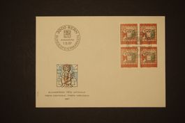 1967 MiNr. 855 Schweiz 4er Block FDC