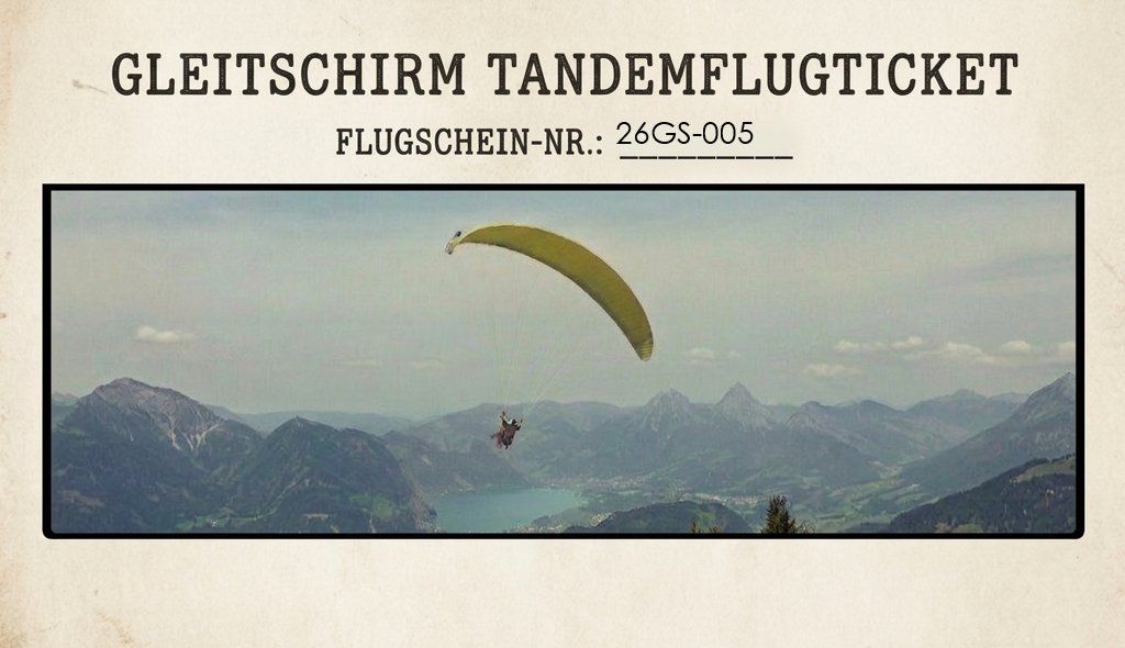 Biglietti: Gleitschirm Tandemflug 26GS-005 – Nuovo e nell'imballaggio originale da Bergdietikon venduto da g_dietrich
