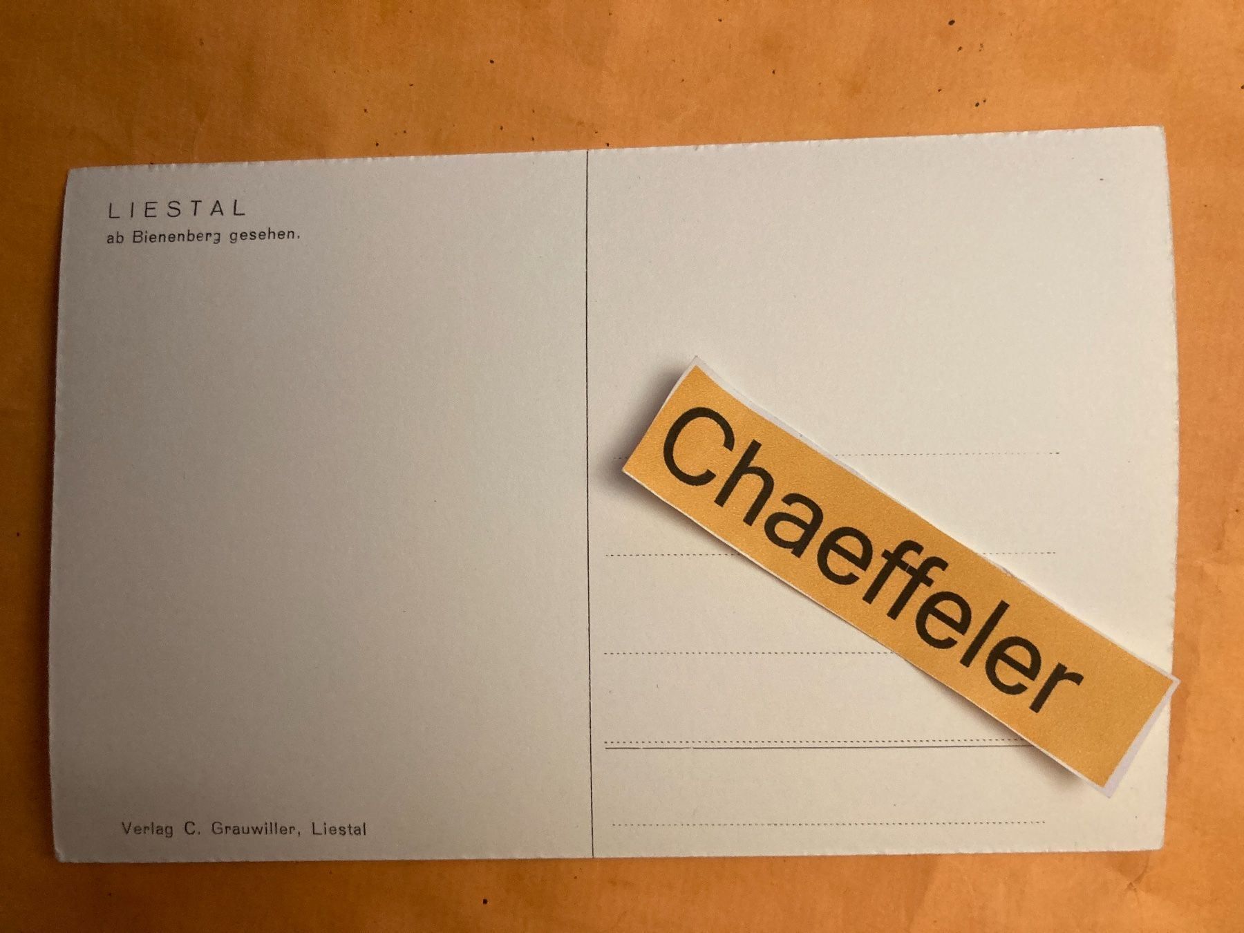 Cartoline postali: Liestal – Usato da Zürich venduto da Chaeffeler 1