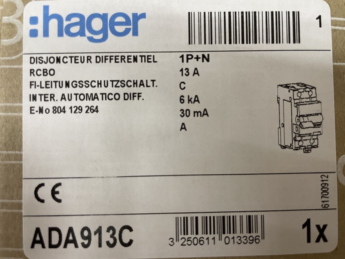 Hager Alimentazione elettrica: Hager FI / LS ADA913c 13A 30mA – Nuovo e nell'imballaggio originale da Einsiedeln venduto da nEWKEEP 1