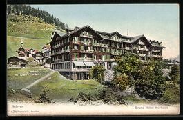 Mürren, Grand Hotel Kurhaus mit Kirche 