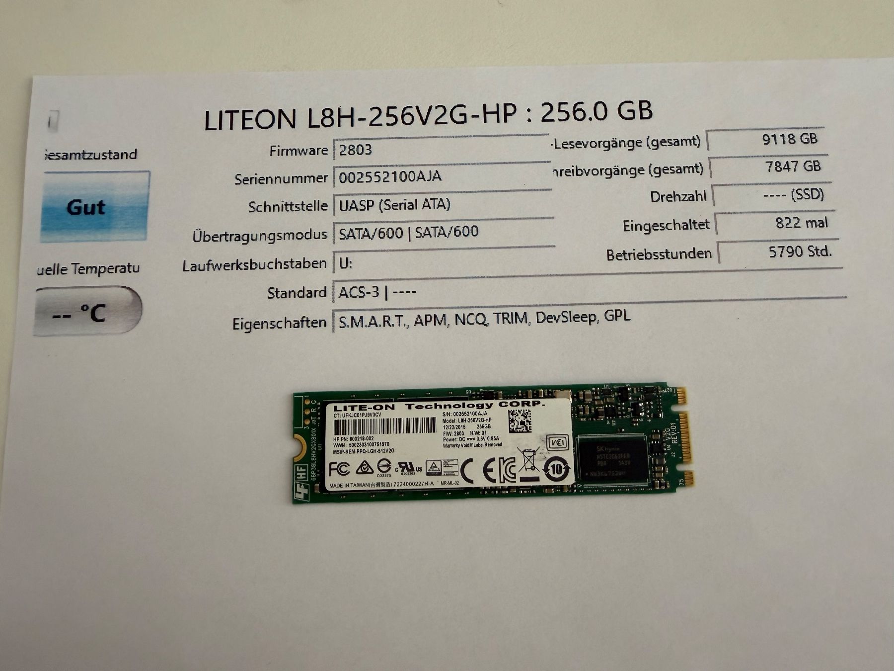 Harddisks: Liteon 256GB SSD – Gebraucht aus Siebnen von icrservicesolutions
