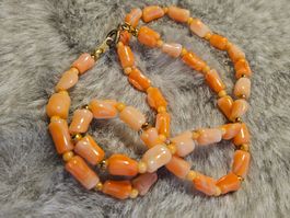 Vintage schicke polierte echte Koralle Halskette, Collier