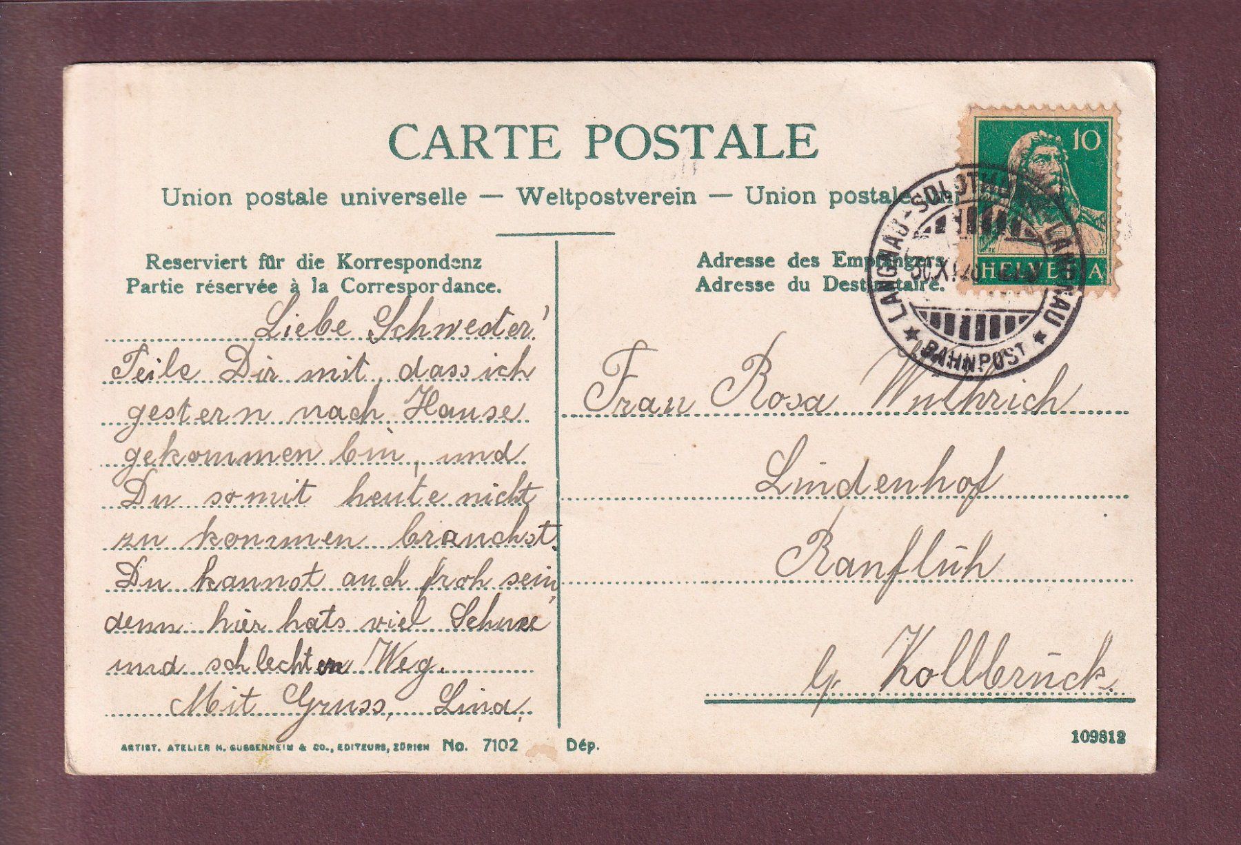 Cartoline postali: BERN im Winter - 1928 – Usato da Pully venduto da nicecards 1