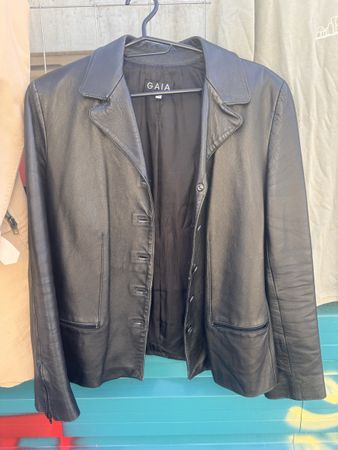 Veste en cuir Gaia noire, taille 42