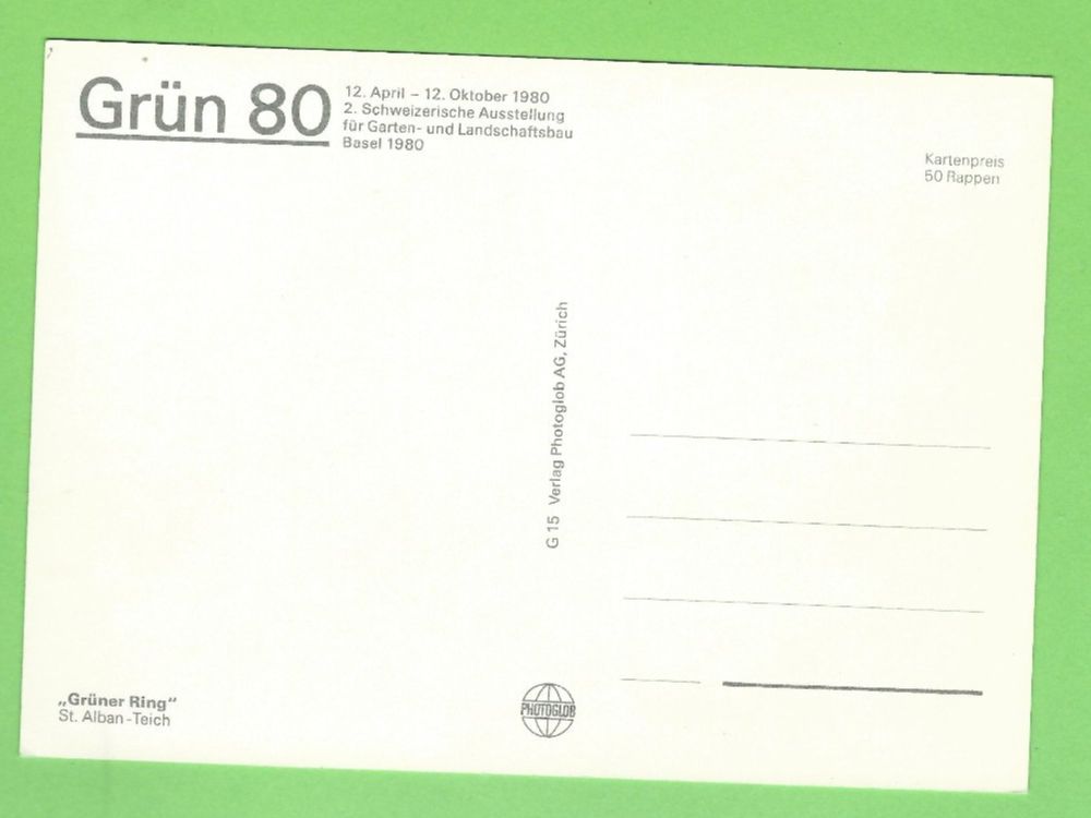Cartoline postali: Grün 80 Basel – Usato da Zürich venduto da t24_de 1