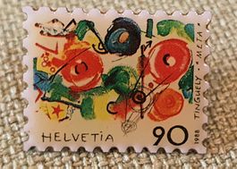A760 - Pin Helvetia Briefmarke Tinguely