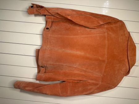 Veste en cuir véritable suédé orange - Taille 38 Femme