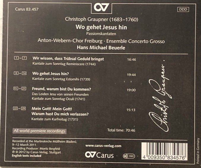 CDs: Christoph Graupner - Passionskantaten – Gebraucht aus Grüningen von azulamarillo 1