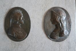 Dante Alighieri Und Beatrice 2 Bronzeplaketten 19 JH
