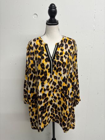 Frapp Trendige Leopardenbluse, Gr. 42 Viskose beige Leo