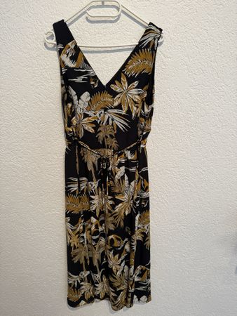 H&M Kleid Sommer schwarz ocker gelb Gr. 38 / S / M