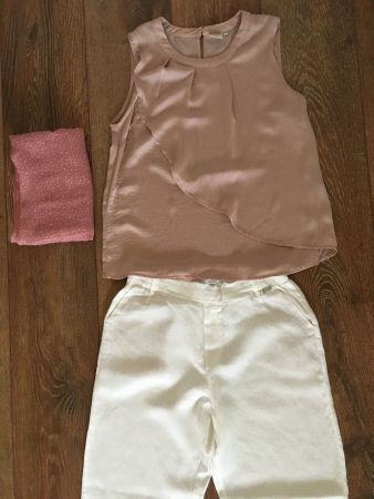 NILE Leinenhose, Blusentop Cream..36