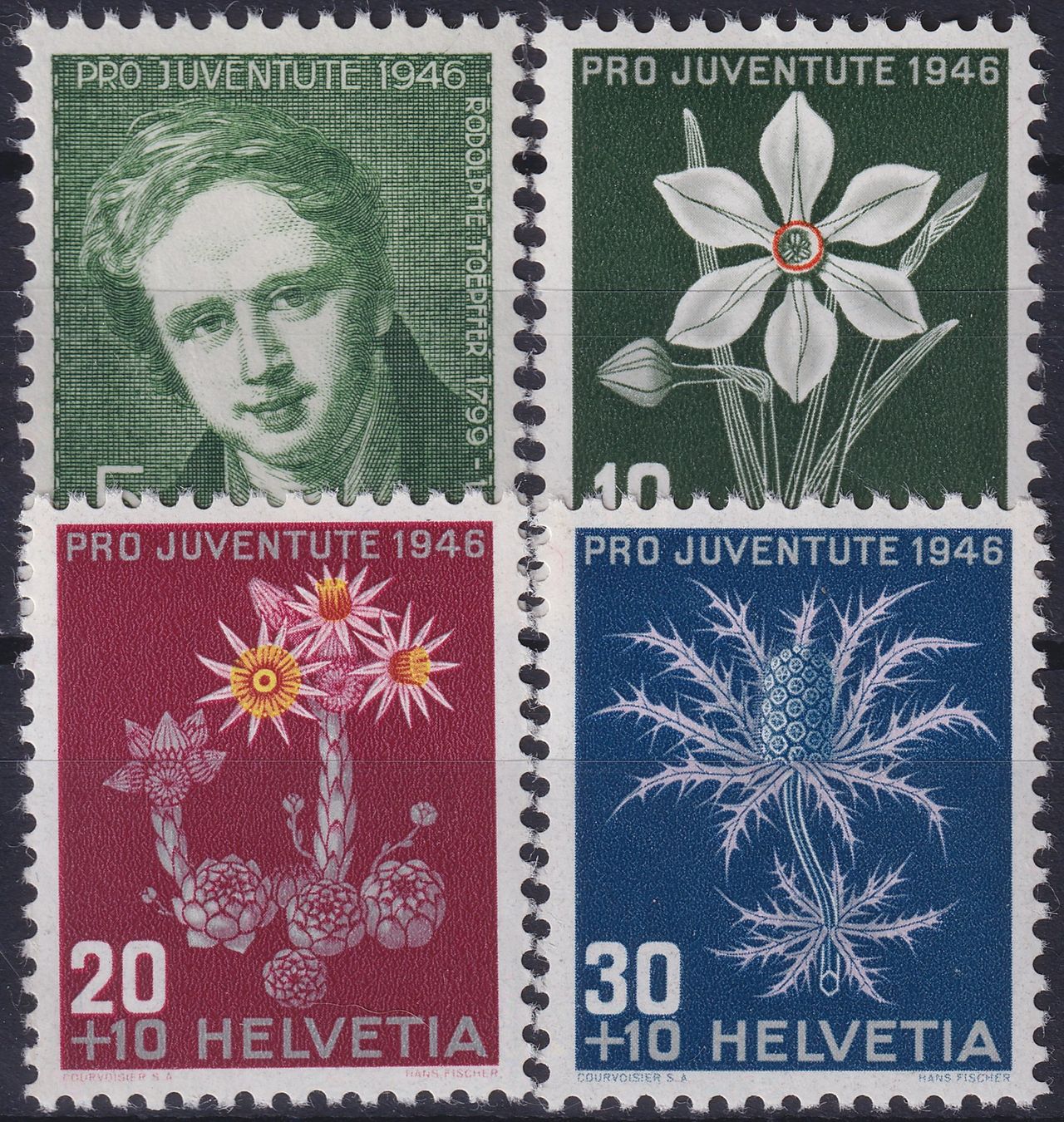 Tutti i francobolli: 1946, PJ J117-J120 Serie Einzelmarken postfrisch **. – Usato da Sursee venduto da Luzernerraute