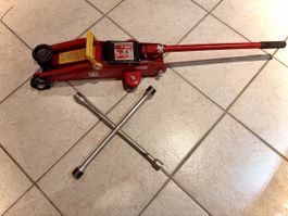 Hydraulischer Wagenheber inkl. Kreuzschlüssel und Autotasche