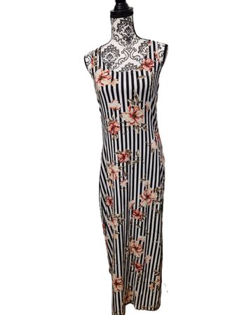 Sommerkleid gestreift Blumen Gr. M elegant 👗🌻