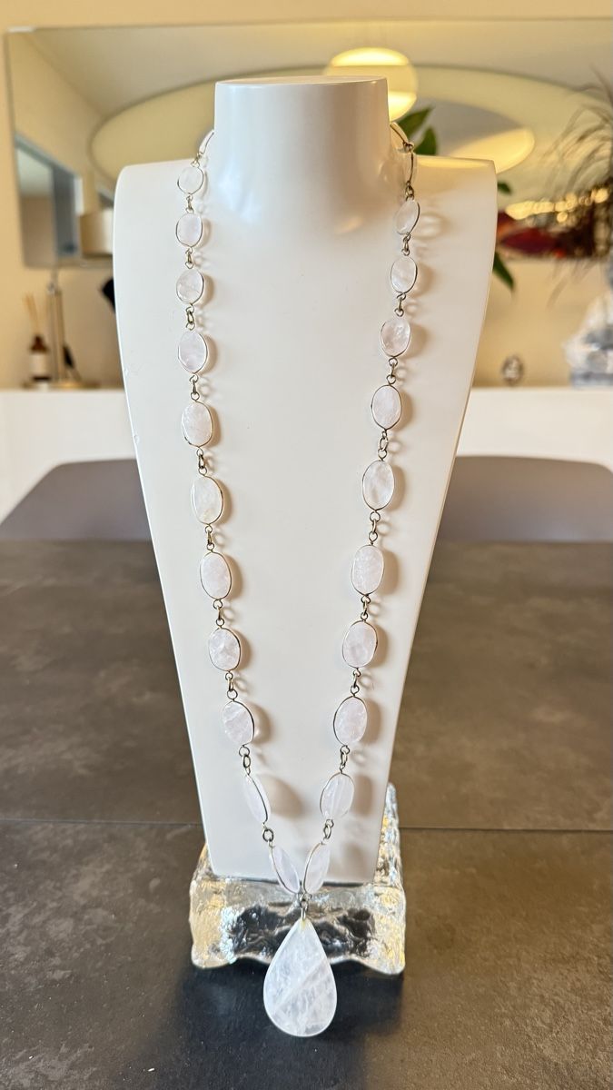Catenine: Collier élégant quartz rose et dire – Usato da Nyon venduto da stylevintage79 2