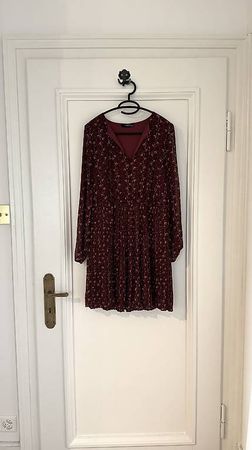 Plissee-Kleid, kurz, dunkelrot, S/36