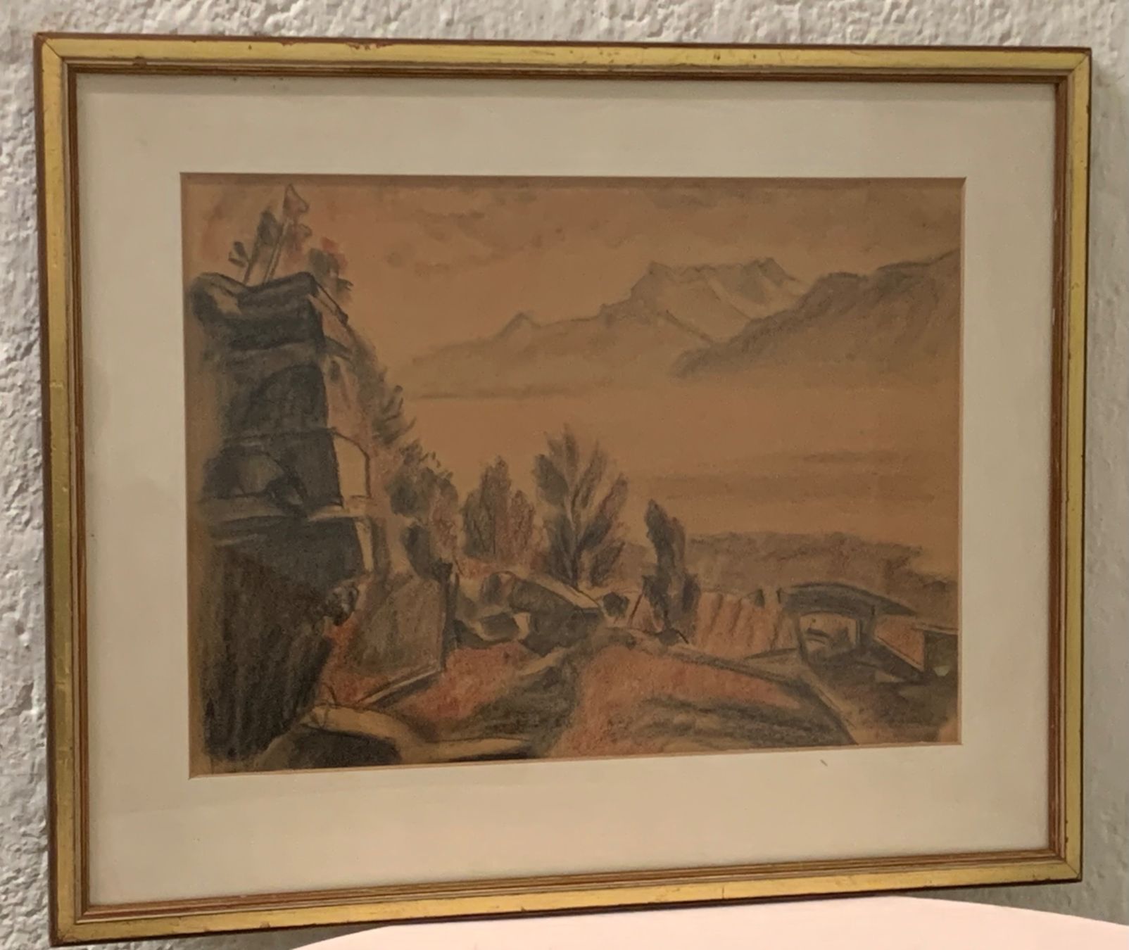 Gemälde: Dessin paysage et Dents du Midi – Gebraucht aus Veytaux von Latourelle