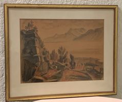 Dessin paysage et Dents du Midi