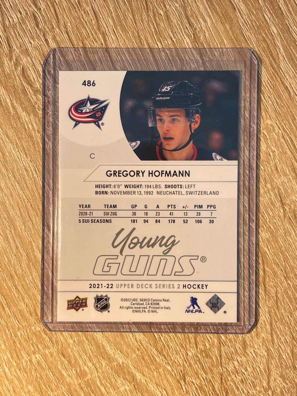 NHL Carte collezionabili: Upper Deck Young Guns Gregory Hofmann Columbus Blue Jackets – Usato da Thun venduto da Suomitiger 1