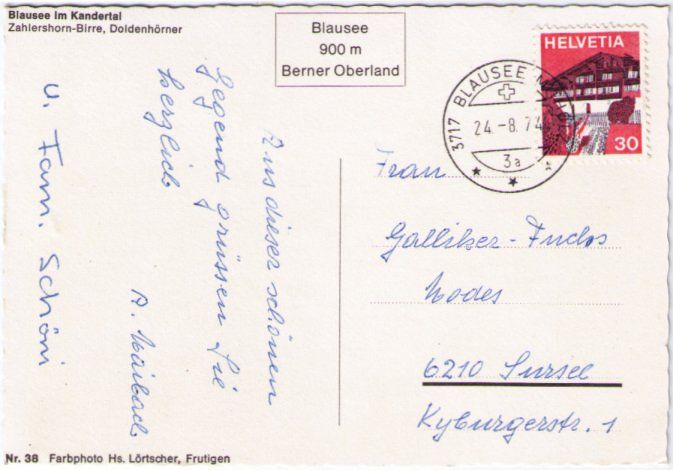 Cartoline postali: Kandergrund - Blausee – Usato da Binningen venduto da Mountainrider 1